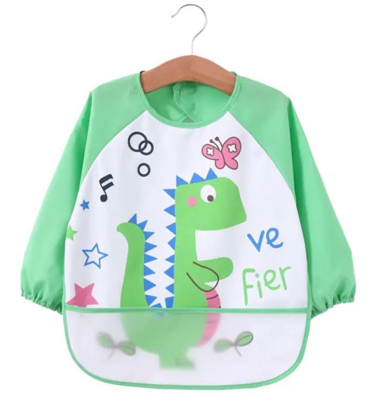 Babador Manga Longa Impermeável Cata Migalhas - Dinossauro