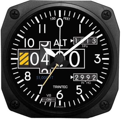 Trintec 2060 Series NV Aviation Altimeter Altitude Travel Alarm Clock 3.5 Sq