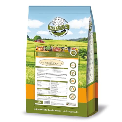 Bellfor Weideland-Schmaus Hochwertiges Getreidefreies Hundetrockenfutter mit Lamm und mit hoher Verdaulichkeit ohne tierische Nebenerzeugnisse (4 kg)