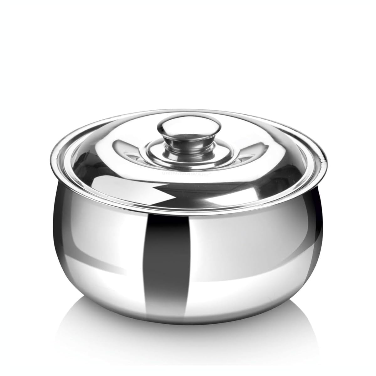 Signora Ware 1500ml Hot Delight Double Wall Stainless Steel Belly Shape Casserole, Insulated Thermal Serving Bowl, Elegant Hot Pot Food Warmer, Self Locking Press Lid, Hot Food Upto 8 Hour (Silver)