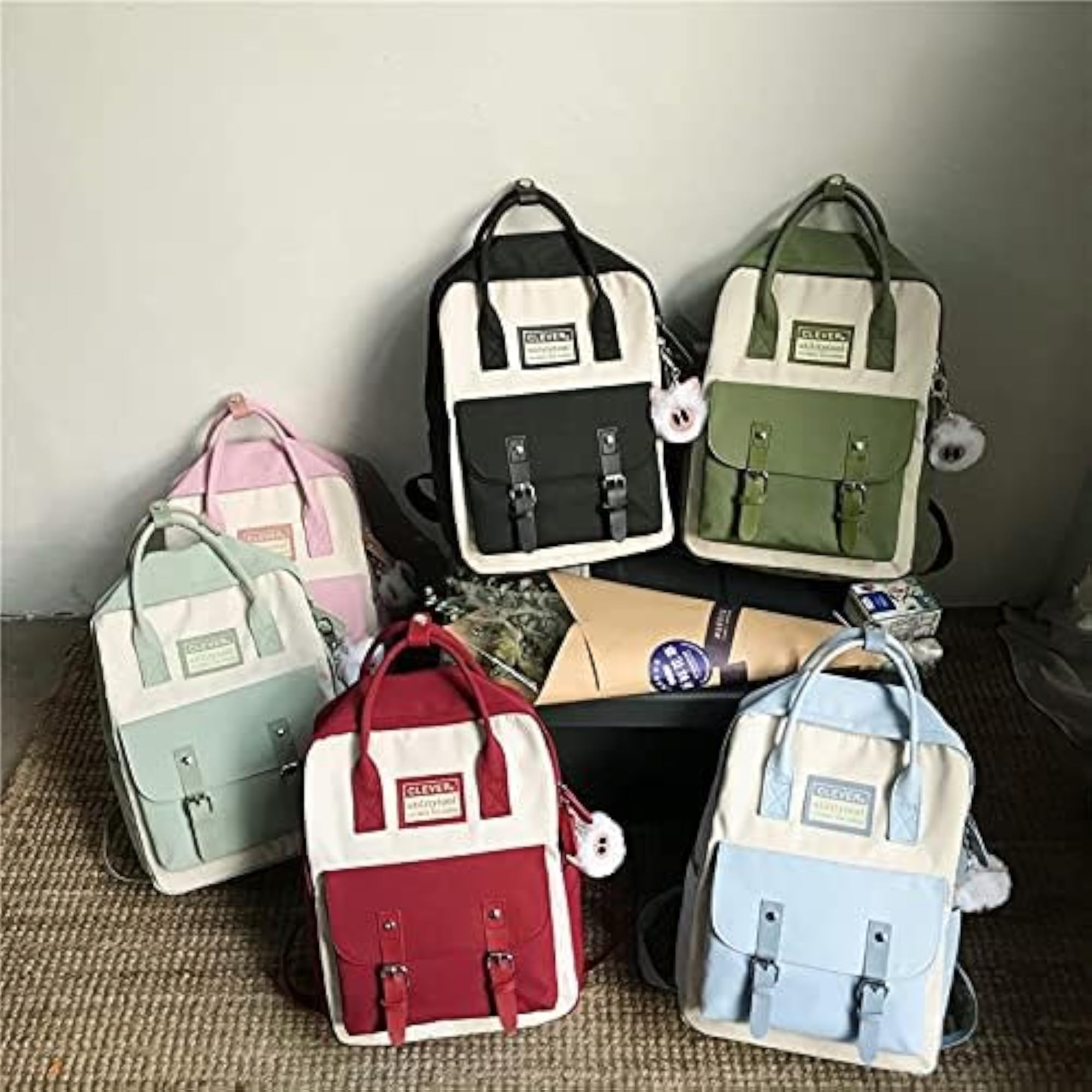 Aesthetic Backpack with Accessories for School