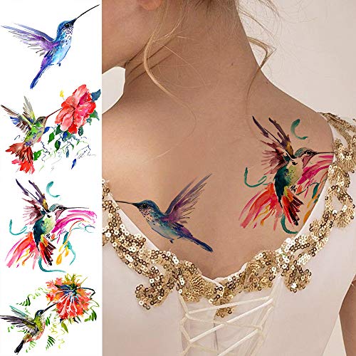 Fanrui FANR007 15 Sheets Fanrui 3D Watercolor Hummingbird Temporary Tattoos thumb #5