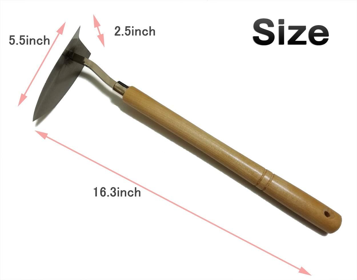 Tomerry Japanese Garden Landscaping Triangle Hoe with Stainless Steel Blade & Wood Handle : Garden & Outdoor
