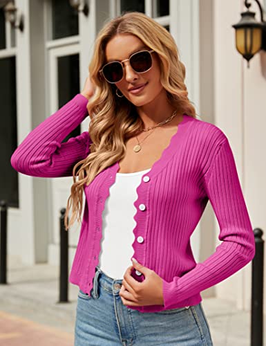 Image of Womens Cropped Cardigan Knit Shrugs for Dresses Tops V Neck Button Down Cardigans Sweaters