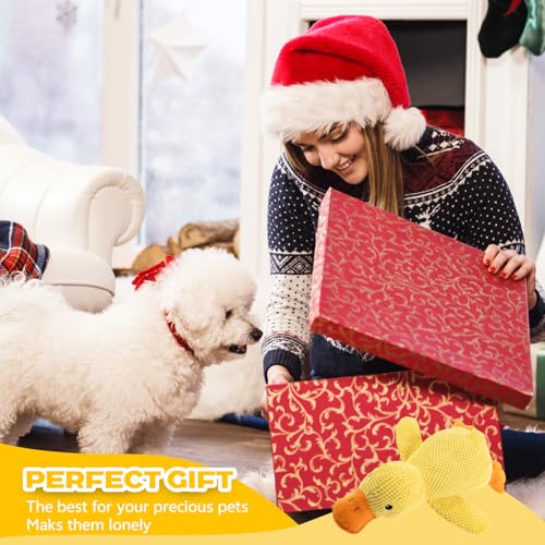 Ambolio Hundespielzeug Unzerstörbar, Gelb Anti Stress Ente für Hunde,Hund Kuscheltier, Unzerstörbares Quietschend, Plüsch-Kauspielzeug Klingendes Plüsch-Hundespielzeug Für Kleine
