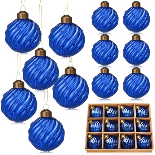 Youyole 12 Pcs Blue Christmas Mercury Glass...