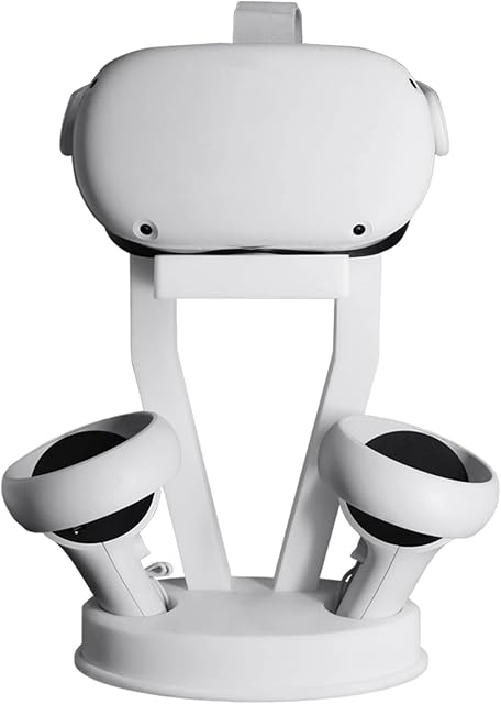Digicharge VR Headset Stand for Oculus Meta Quest2 / Quest / PS VR Display Mount Station for Headset and Touch Controllers, VR Storage Holder Stand with Base for Controllers