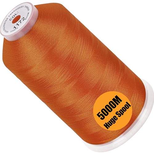 Image of New brothread - Single Huge Spool 5000M Each Polyester Embroidery Machine Thread 40WT for Commercial and Domestic Machines - Orange