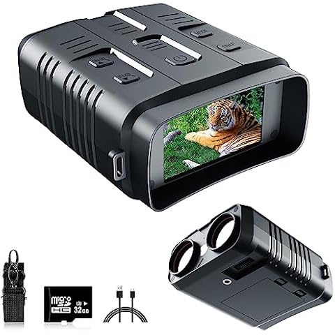 Kneysan 4K Night Vision Binoculars for Adults,Night Vision Goggles IP54 Waterproof 10X Digital Zoom Infrared Binoculars with 3'' Large Screen 32GB Memory Card for Storage&Rechargeable Lithium Battery Cover