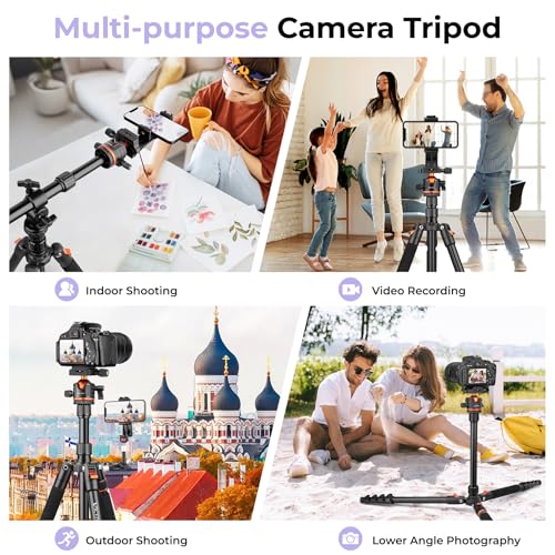 Image of Victiv 256 cm Aluminium Camera Stand, 2-in-1 Tripod Monopod with 360 Panoramic Ball Head, Horizontal Overhead Camera Stand for Video Shooting, Compatible with DSLR Canon Nikon Sony iPhone, Android
