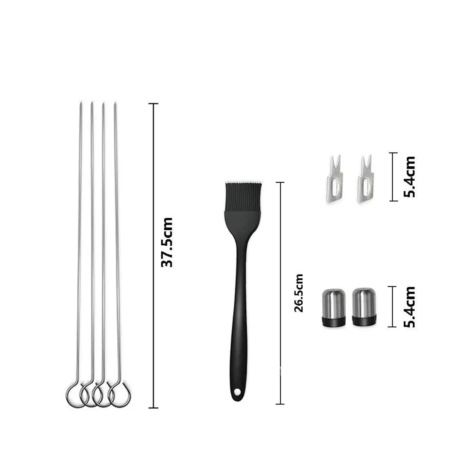 Generisch 18-teiliges Grillbesteck-Set aus Edelstahl, Zange, Gabel, Spieß, Spatel, Camping-Backutensilien