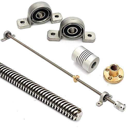 Lysee 3D Printer Parts & Accessories - T8 Lead Screw Kit 500mm Lead 8mm Vertical Lead Screw Rod & Pillow Block Mounted Bearing for 3D Printer - (Size: as Shown)
