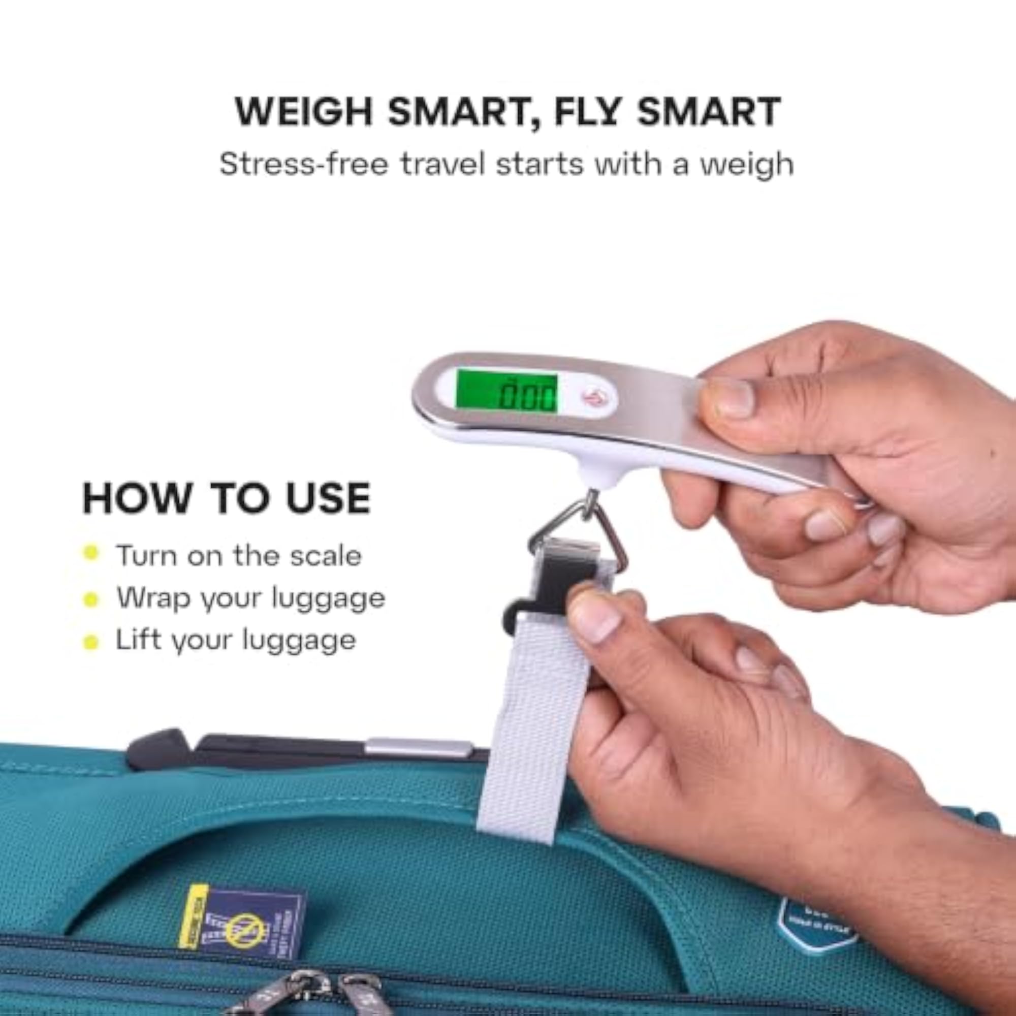 Digital Luggage Scale with LCD Display, Silver