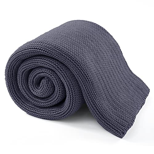 Guohaoi Knitted Weighted Blanket for Adults (Dark Grey 50"x75" 15lbs) No Beads Cooling Throw Blanket for Hot Sleepers, Home Decor Breathable Chunky Knit Heavy Blanket Use on Full Size Bed