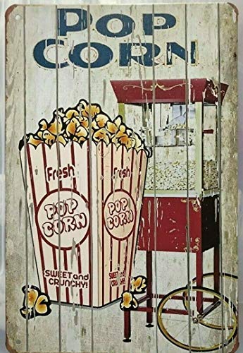 Popcorn Vintage Style Metal Sign Iron Painting for Indoor & Outdoor Home Bar Coffee Kitchen Wall Decor 8 X 12 Inch