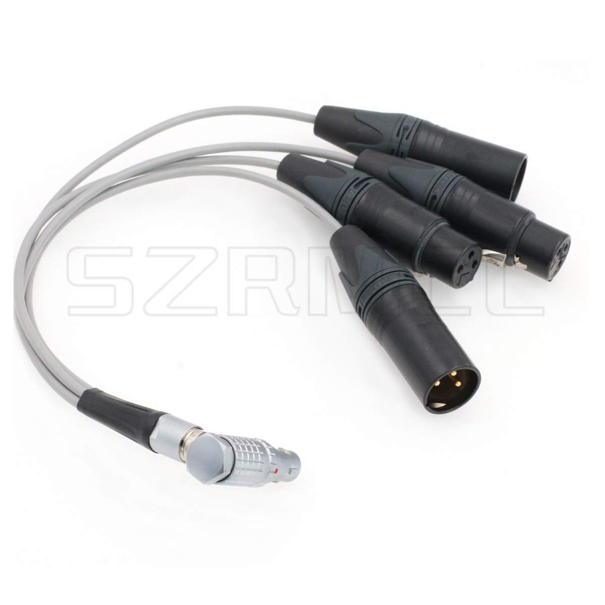 SZRMCC 10 pin to 4X 3 pin XLR Male and Female Mic Audio Output Input Breakout Cable for Atomos Shogun Inferno 7 Monitor Recorder (Right Angle)