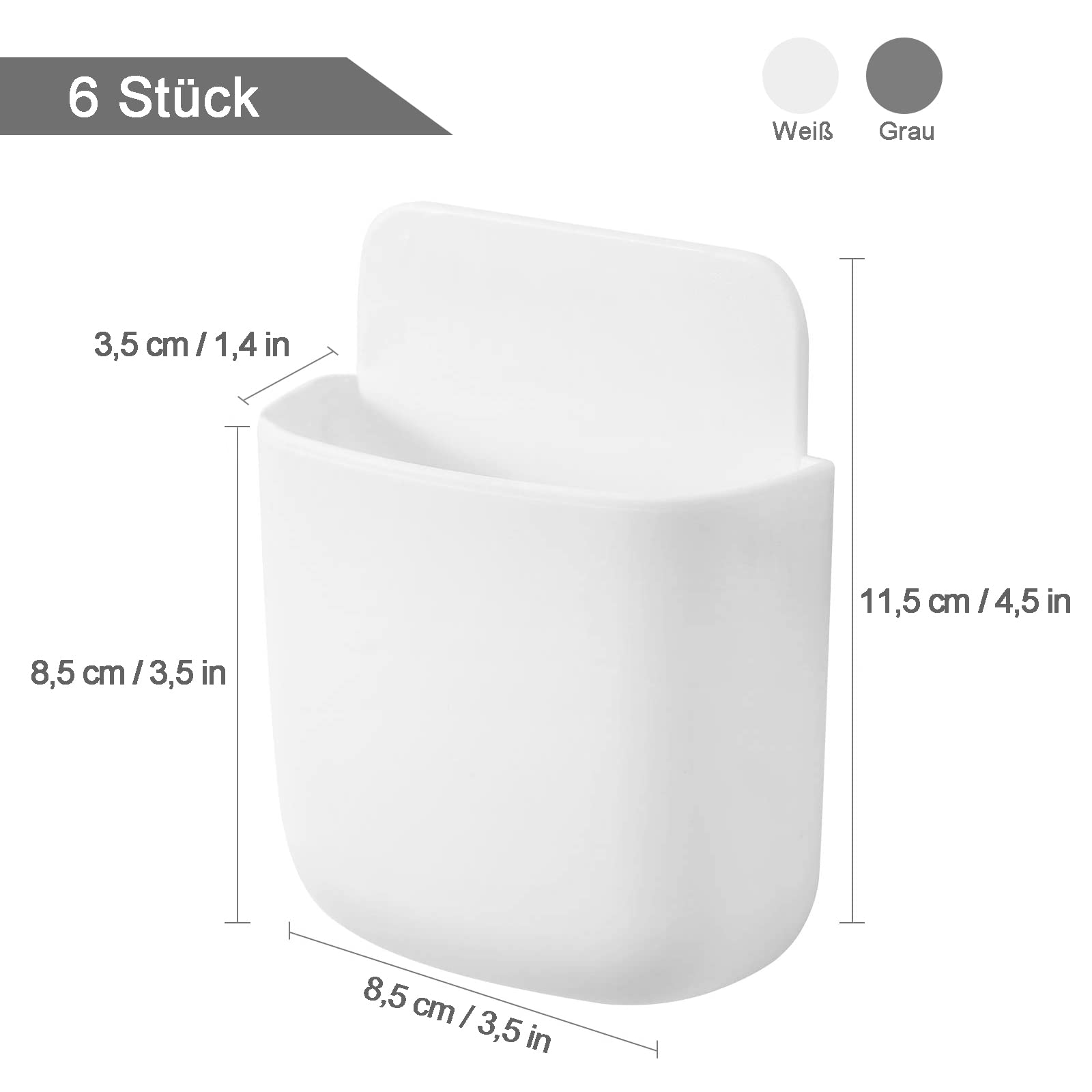 Soporte Móvil Pared 3 piezas, Caja Control Remoto TV Autoadhesiva Gris Blanco