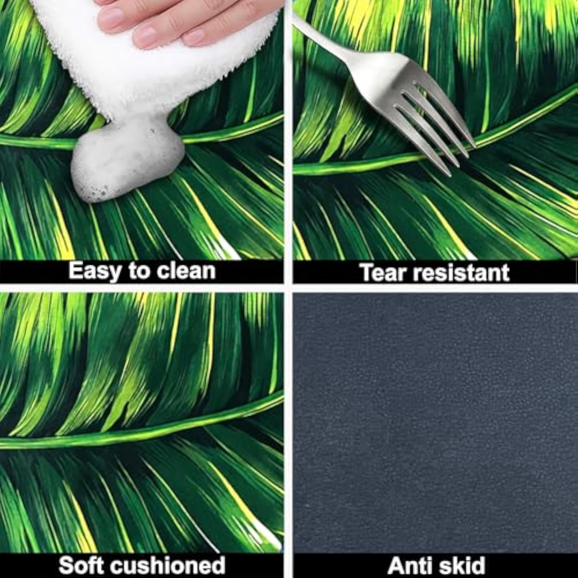 3D Leaf Shaped Super Soft Bath Mat, Green