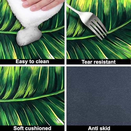 Image of Luxe Home 3D Bath Mat Leaf Shaped Super Soft, Anti Slip Skid, Washable, Quick Dry Floor Mat for Bathroom, Bedroom, Living Room (Green, 43x87 cm)