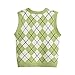 Hyipels Womens Argyle Sweater Vest,V-Neck Knit Sleeveless Plaid Preppy Style Crop Tank Top