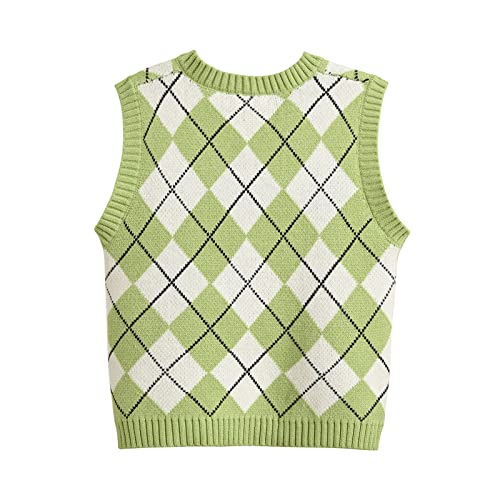 Image of Women's Sweater Vest,Y2K Sleeveless Pattern Preppy Style Knitted Crop Tank Top for Girl