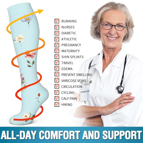 Image of 6 Pack Copper Compression Socks for Women and Men Circulation-Best Support for Medical,Running,Nursing,Athletic