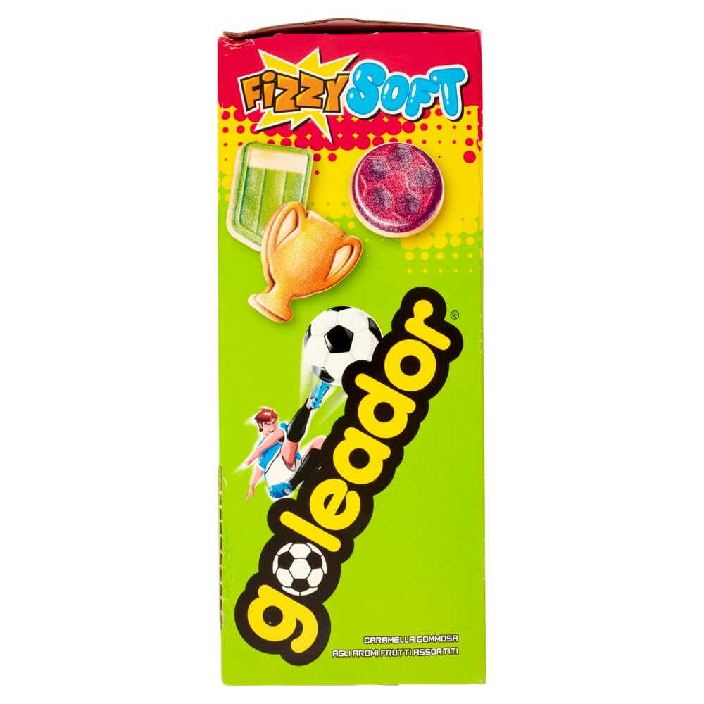 Goleador Fizzy Soft, Caramelle Gommose, Sour, Gusti Assortiti, Confezione da 180 Monopezzi con 3 forme diverse, da Condividere con Amici o con Chi Vuoi