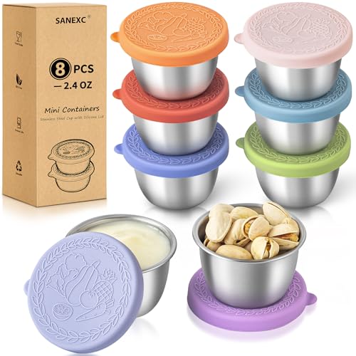 8 Pack - 2.4 Oz Small Salad Dressing Containers To Go Sauce Cups with Lids
