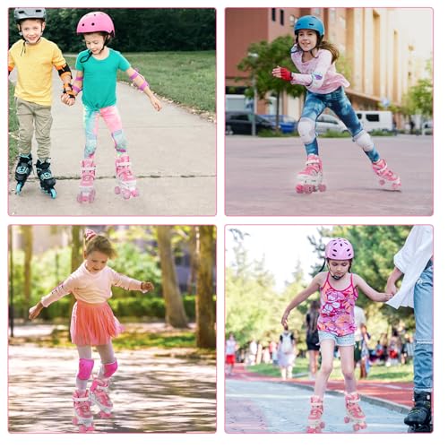 LIRENGUI Girls Roller Skates for Kids Children Beginner, Adjustable Kids Roller Skates with All Light Up Wheels for Sports, Pink & White (Small 11C-1 US) - image 7