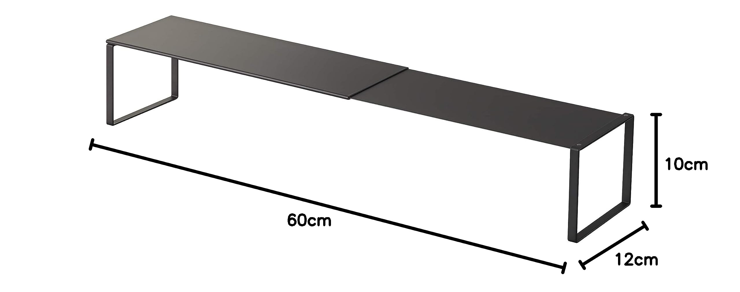 Yamazaki 2573 FRAME półka na buty, czarna, stal, minimalistyczny design, 34~60 x 12 x 10 cm (dł. x szer. x wys.)