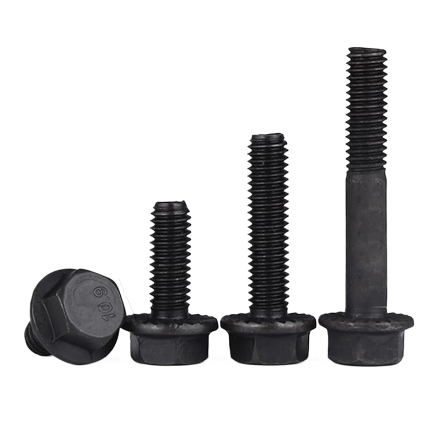 1~10pcs Black Hexagon Flange Bolts M5 M6 M8 M10 M12 M14 M16 10.9 Grade Carbon Steel with Tooth Anti-Slip Hex Head Belt Pad Screw(M10x16mm-2pcs(FT))