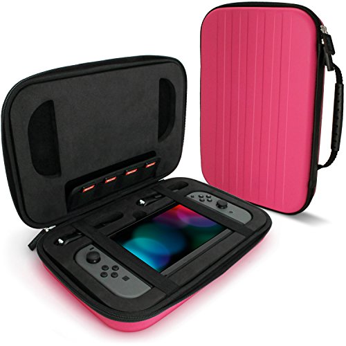 iGadgitz U6541 - EVA Funda Rígida de Viaje Compatible con Nintendo Switch - Rosa