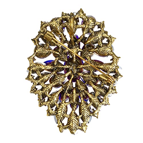 Image of BriLove Women's Stunning Oval Crystal Rhinestone Marquise Cluster Brooch Pin for Wedding Party Prom
