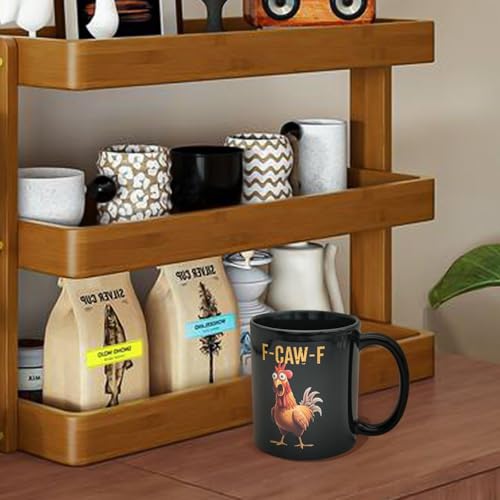 Taza de cerámica negra con diseño de pollo 11 oz miniatura 4