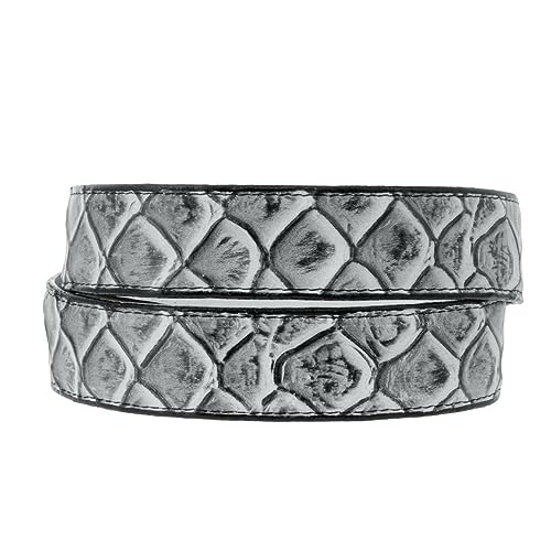 Texas Legacy Mens Off White Pirarucu Fish Print Leather Western Cowboy Belt Dress Buckle2