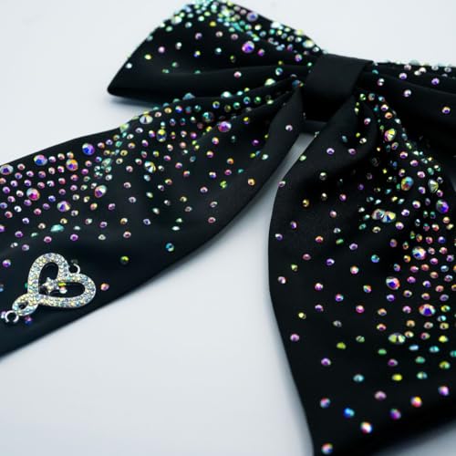 JoJo Siwa Joelle Im Still Dancin Black Rhinestone Hair Bow AB Crystal Sparkle with Exclusive Charm