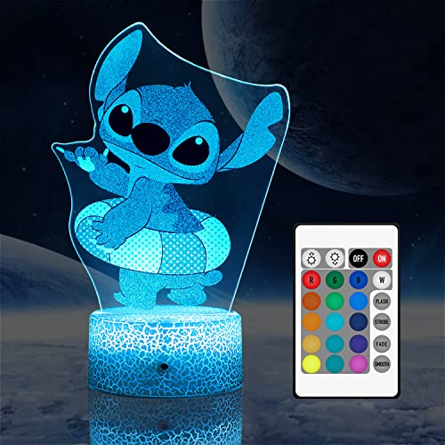 Stitch Gifts for Kids,Stitch Night Light with Remote & Smart Touch,16 Colors Changing Opreated,Dimmable Stitch Toys,as Bedside Lamp Holiday