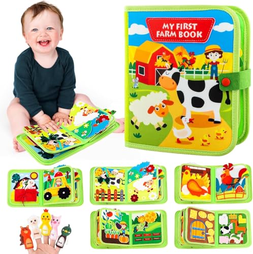Image of FunBlast Busy Book for Toddlers Binder Board - Montessori Busy Board for Kids, Cartoon Design Learning Activity Toy for Toddlers, Educational & Early Learning Toys for Kids, Toddler (Farm Theme)