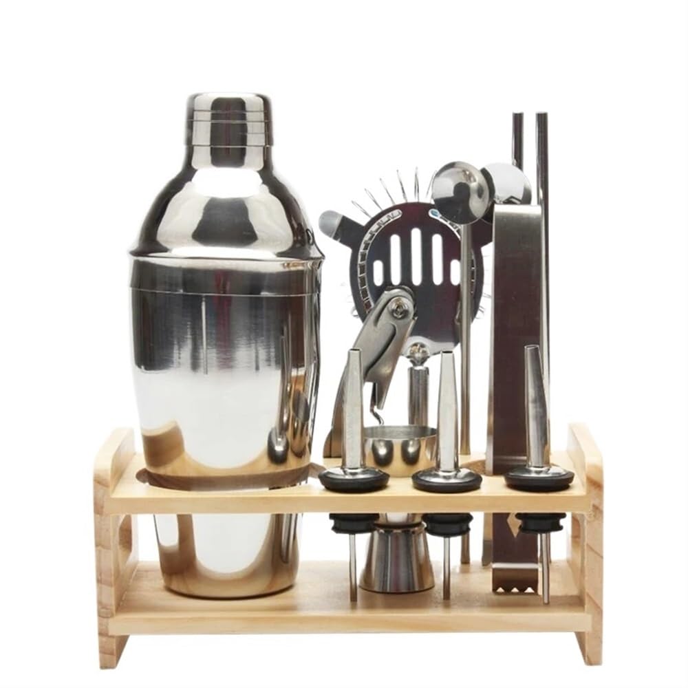 Juego de coctelera de acero inoxidable de 12 piezas que incluye colador de bebidas, abridor, mezclador, bar, herramientas de vino, accesorios, increíble experiencia de mezcla de bebidas(12 P