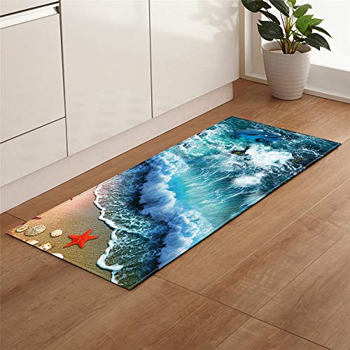 Morbuy-shop Tapis Salon Design Moderne Interieur, Coquille d'étoile de mer 3D Décoration de Mode Antidérapant Vestiaire Chambre à Coucher Absorbant Tapis d'Entrée...