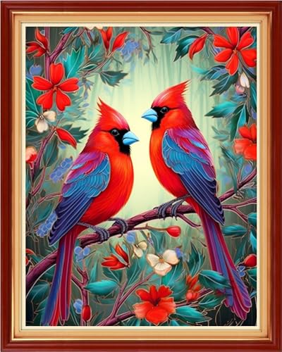 Image of Magxvouy Cross Stitch Kits Stamped Full Range of Embroidery Kits,Cross Stitch Patterns Needlework Kits for Beginners 11CT Printed Kits&Flower Bird 16x20 inch