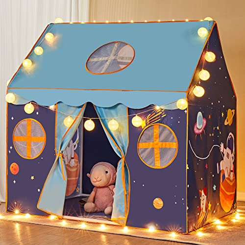 TTLOJ Gift for Christmas Outer Space Style Play Tents for Boys Girls, Large Playhouse Castle Toy for Toddler Play House, Teepee Tent Indoor Outdoor (Ball Lights NOT Included Space Castle