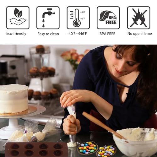 2 Packs Easter Egg Silicone Molds 8-Cavity Half Egg Baking Mould for DIY Cake Decoration, Candy Chocolate, Pastry, Muffin, Bread, Ice Cube, Soap, Muffin Cake Cupcake Truffles Jelly, Desserts by Furimuk - Image 5