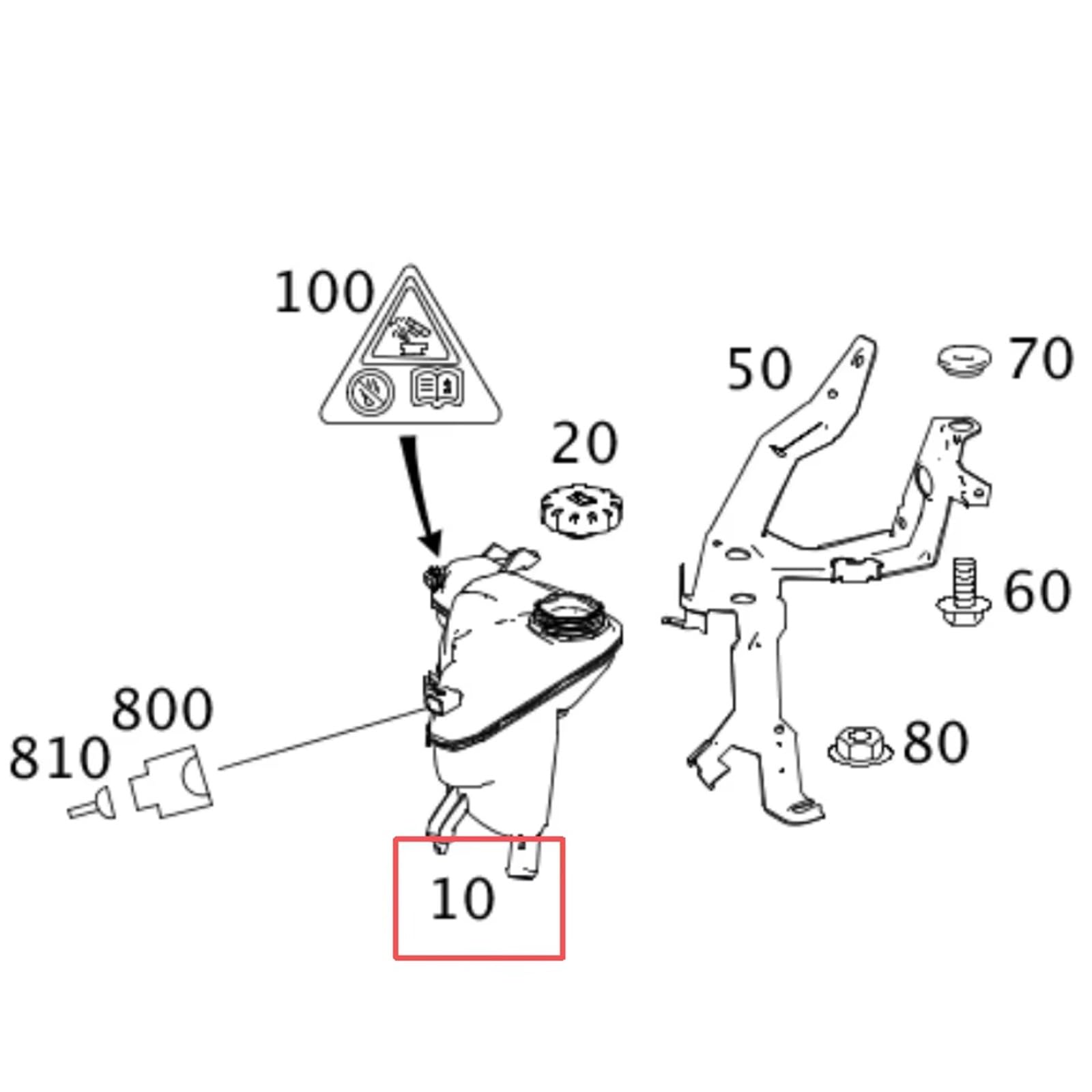 d'expansion liquide refroidissement Réservoir D'eau Refroidissement Pour Benz Pour R300L Pour R500L 2005-2015 Réservoir Débordement Radiateur Liquide Refroidissement Moteur Avec Capuchon