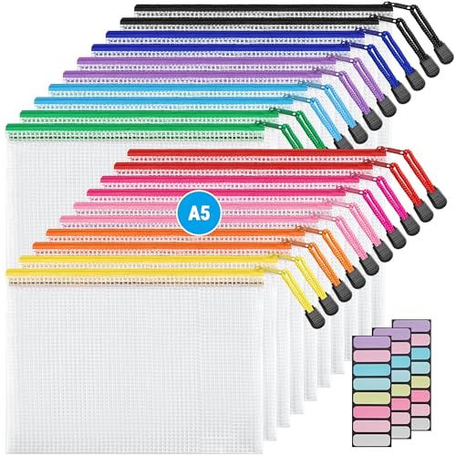 Image of JARLINK A5 Mesh Zipper Pouches, 6x9inch Pencil Pouches for School, 20 Pack