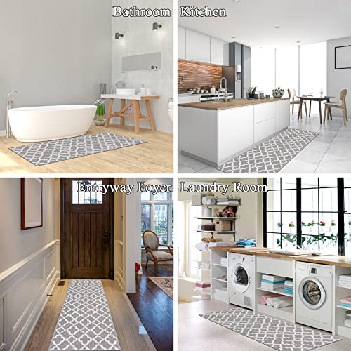 U'artlines Moroccan Trellis Runner Rug For Hallway 2'X6' Long Farmhouse Laundry Room Rug Runner With Non Slip Rubber Backing Washable Runner Rug Grey Area Rug Runner For Kitchen Hallway Entryway #TOP5