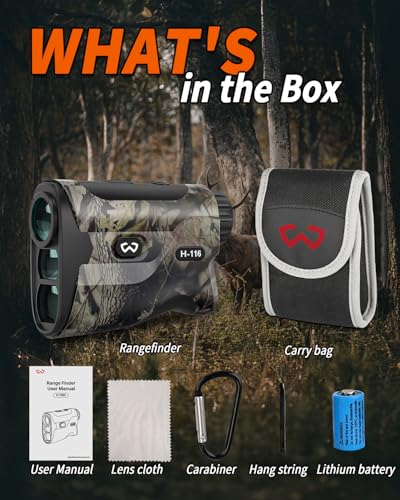 Image of WOSPORTS Hunting Rangefinder, Range Finder for Hunter with Bow Hunting Mode /Distance /Angle /Speed /Scan Multi Functional, 6X Magnification, 1200-Yard