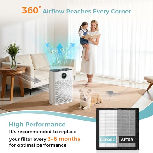 Image of 2 Pack HAP603 Replacement Filter for ECOSELF HAP603 / HAP603WF Air Purifier | 3-in-1 High-Efficient Filtration,H13 True HEPA High-Efficiency Activated Carbon Replacement Filter for Home Large Room
