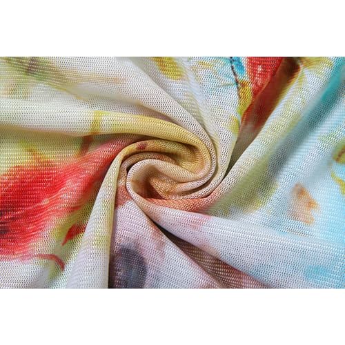 Image of Women's Sexy Skirt Deep V-Neck Belt Halter Neck Backless Irregular Printed Skirt Mesh See Through Dress