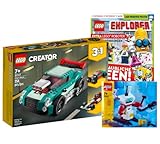 Coche de carreras Lego con detalles realistas: el coche de carretera tiene tubos laterales, alerón, compresor y techo extraíble.